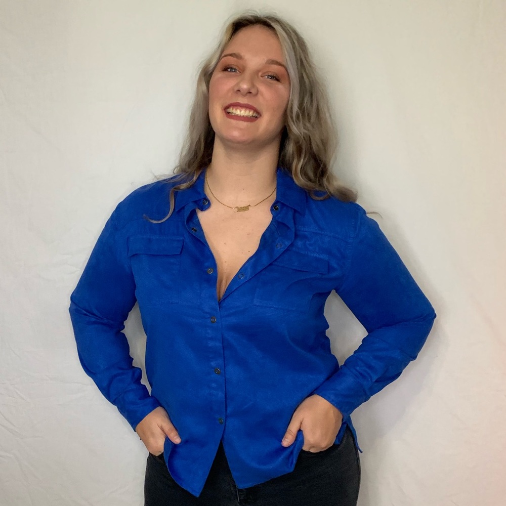 Chico Blue Button Down Blouse